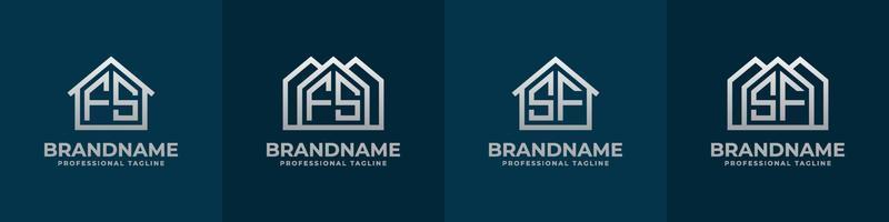 Letter FS and SF Home Logo Set. Suitable for any business related to house, real estate, construction, interior with FS or SF initials. vector