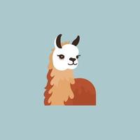 Llama cartoon alpaca.  Lama animal vector isolated illustration.  Cute cute hand drawn art.  Design for card, sticker, textile fabric, t shirt.  Kids, modern trendy style kids