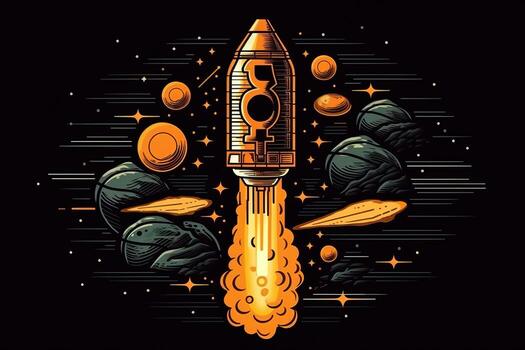 The flight of a spacecraft into space beyond the Earth's orbit, . photo