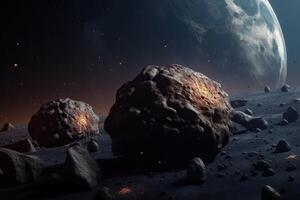 Stones of meteorites, asteroids on the surface of the planet, . photo