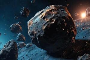 Stones of meteorites, asteroids on the surface of the planet, . photo