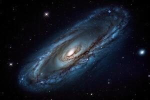 A spiral galaxy somewhere far in space, astronomical research on earth, . photo