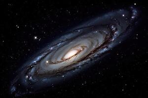 A spiral galaxy somewhere far in space, astronomical research on earth, . photo