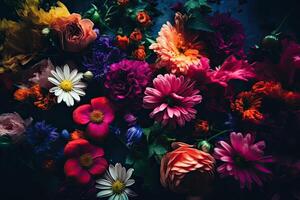 Colorful flower bouquet. Floral background. photo