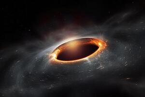 Black hole illustration in outer space. Supermassive singularity. photo