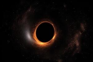 Black hole illustration in outer space. Supermassive singularity. photo