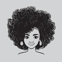 Portrait of beautiful African American woman with curly hair. Vector illustration