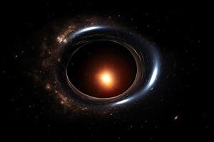 Black hole illustration in outer space. Supermassive singularity. photo