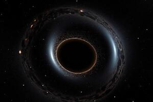 Black hole illustration in outer space. Supermassive singularity. photo