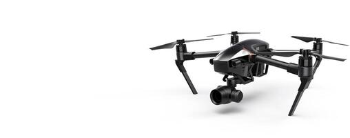 Wireless drone with remote control on a white background. . photo