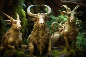 Forest deities mythological goats with horns, creature from legends. . photo