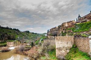 View of the Tagus River at the beautiful Toledo city in Spain photo