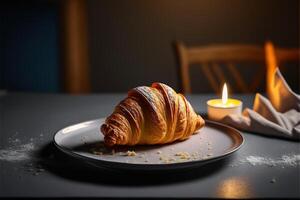 Fresh crisp delicious French croissant. . photo