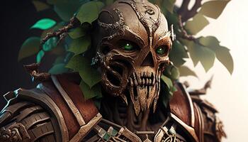 earth skull warrior, digital art illustration, photo