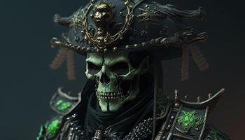 poison skull warrior, digital art illustration, photo