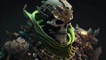 poison skull warrior, digital art illustration, photo