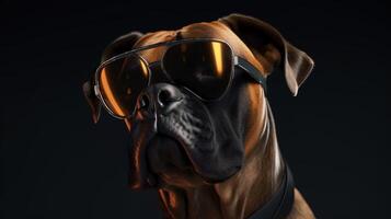 cool boxer dog sporting, digital art illustration, photo