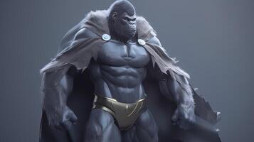 muscular gorilla superhero, digital art illustration, photo