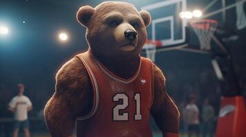 bear basketball, digital art illustration, photo