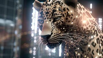 leopard virtual world, digital art illustration, photo