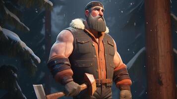 lumberjack, digital art illustration, photo