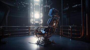 interstellar stations chair, digital art illustration, photo