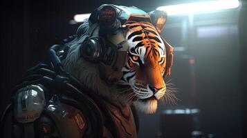 tiger fighter, digital art illustration, photo