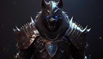 shadow wolf warrior, digital art illustration, photo