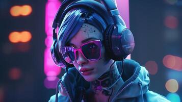 female rabbit cyber stylish, digital art illustration, photo