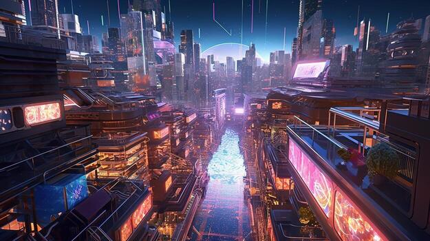 digital reality metaverse, digital art illustration, photo