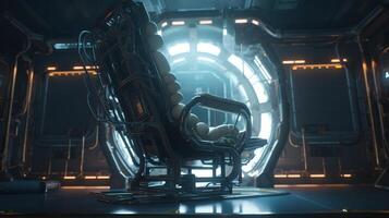 interstellar stations chair, digital art illustration, photo