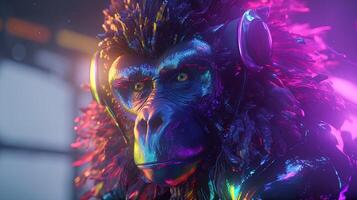 gradient ape of the metaverse, digital art illustration, photo