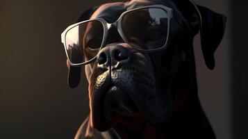 cool boxer dog sporting, digital art illustration, photo