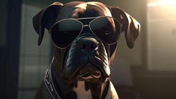 cool boxer dog sporting, digital art illustration, photo