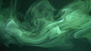 green wavy smoke background, digital art illustration, photo