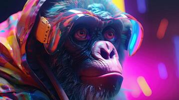 gradient ape of the metaverse, digital art illustration, photo