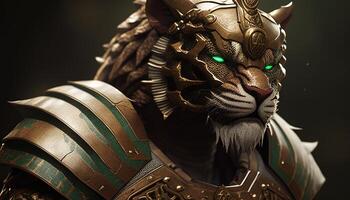 earth tiger warrior, digital art illustration, photo