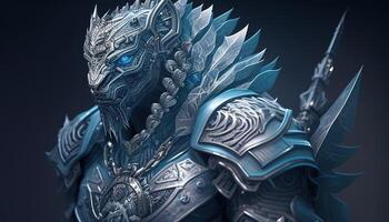 ice tiger warrior, digital art illustration, photo