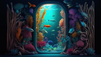 submarino mundo ventana, digital Arte ilustración, generativo ai foto