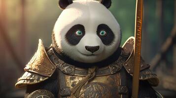 panda knight, digital art illustration, photo