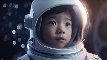 adventurous child astronaut, digital art illustration, photo