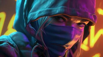 colorful ninja, digital art illustration, photo