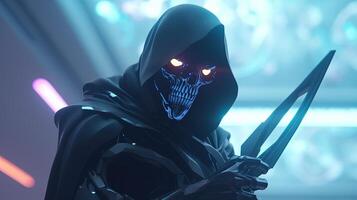 futuristic reaper, digital art illustration, photo