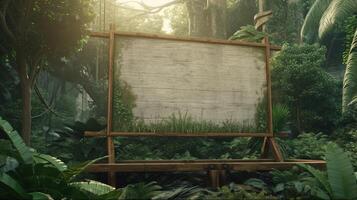 empty billboard jungle frame, digital art illustration, photo