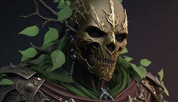 earth skull warrior, digital art illustration, photo
