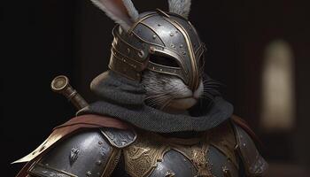 quickfoot rabbit warrior, digital art illustration, photo