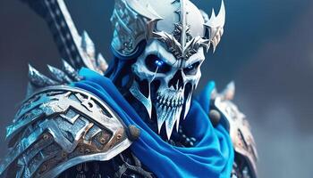 ice skull warrior, digital art illustration, photo