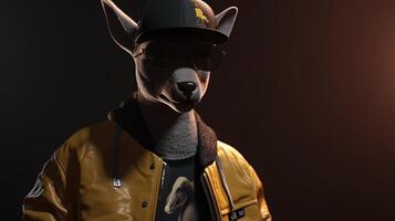 hip hop kangaroo, digital art illustration, photo