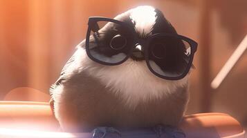 chickadee in trendy style, digital art illustration, photo