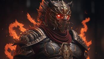 flame tiger warrior, digital art illustration, photo
